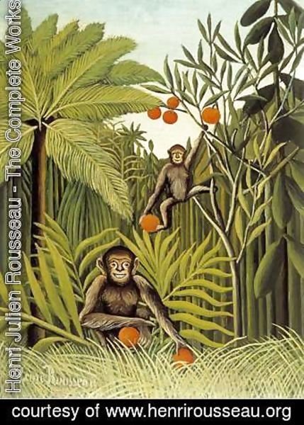 Henri Julien Rousseau - Two Monkeys in the Jungle