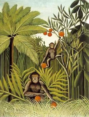 Henri Julien Rousseau - Two Monkeys in the Jungle