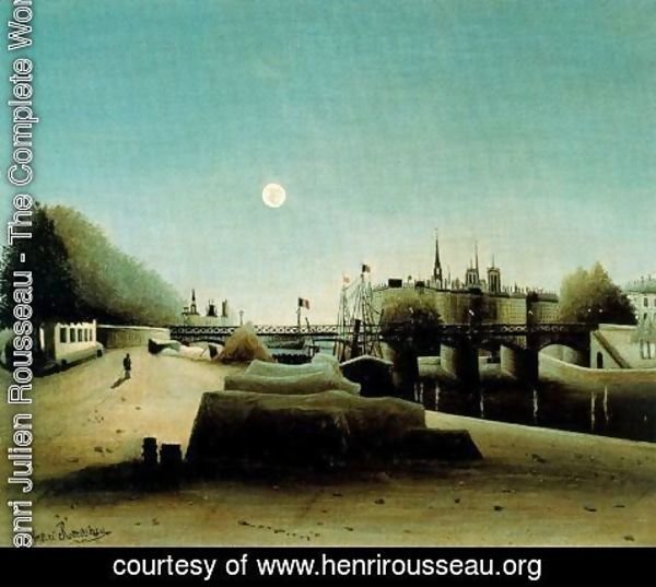 Henri Julien Rousseau - A View of the Ile Saint Louis from Port Saint Nicolas Evening