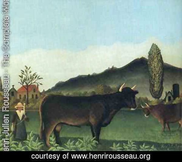 Henri Julien Rousseau - (Landscape with cow)