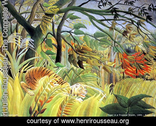 Henri Julien Rousseau - Tiger In A Tropical Storm   Surprised