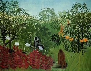 Henri Julien Rousseau - Tropical Forest With Apes And Snake