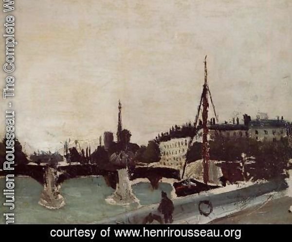 Henri Julien Rousseau - View of the Ile Saint-Louis from the Quai Henri IV (study)