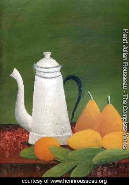 Henri Julien Rousseau - Still life with teapot and fruit