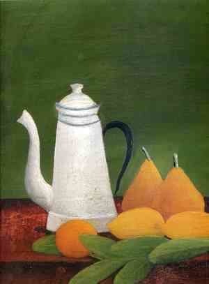 Henri Julien Rousseau - Still life with teapot and fruit
