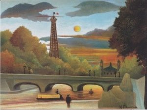 Henri Julien Rousseau - Seine and Eiffel tower in the sunset