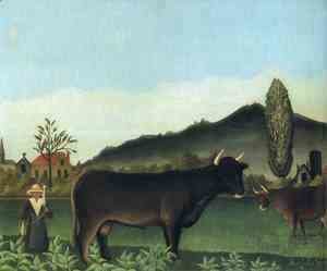 Henri Julien Rousseau - (Landscape with cow)