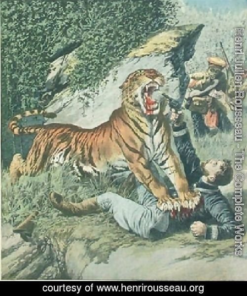 Henri Julien Rousseau - Attacked By A Tiger Jpg