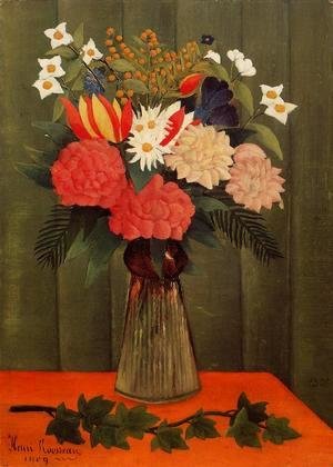 Henri Julien Rousseau - Bouquet Of Flowers With An Ivy Branch