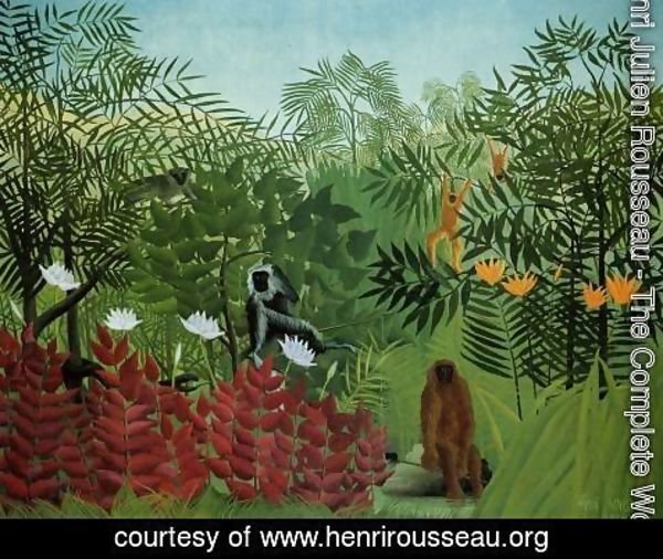 Henri Julien Rousseau - Tropical Forest With Apes And Snake